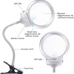 Magnifier Glass LED with Light & Clamp - Portable